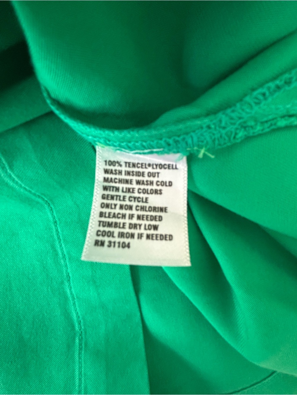 Blouse, ruffled collar, emerald-green, large, 3/4 sleeve